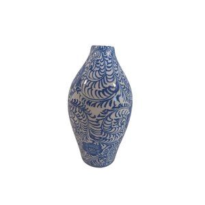 Vtg 7.25" Tall Hand Painted Porcelain Oriental Bud Vase Delft Blue Decorative